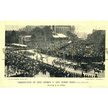 Coronation Of George V & Queen Mary, Arriving At Abbey, Postcard, 1911