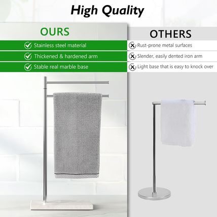 Luxspire Marble Hand Towel Holder, Free Standing Hand Towel Stand, Natural Marbl