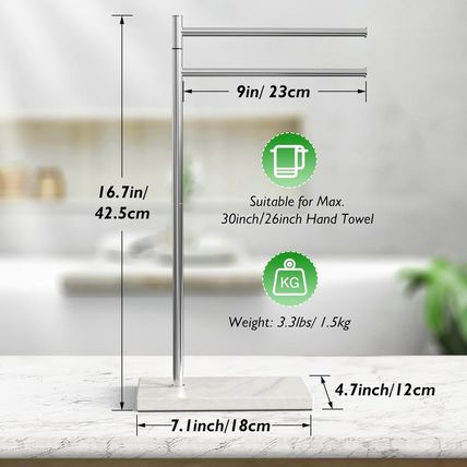 Luxspire Marble Hand Towel Holder, Free Standing Hand Towel Stand, Natural Marbl
