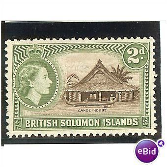 British Solomon Islands QEII 1956 2d Brown & Green Hinged Mounted Mint MM SG 85