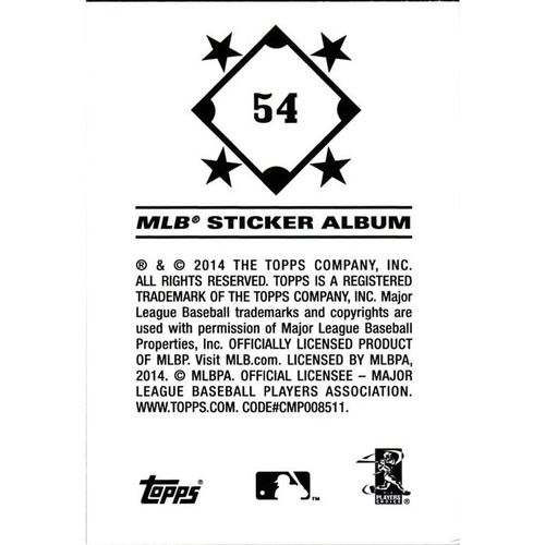 2014 Topps MLB Sticker Collection - #54 - Chicago White Sox Mascot
