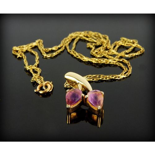 Vintage Amethyst 9ct Gold Pendant Necklace Chain Hallmarked 375 Jewellery 2525