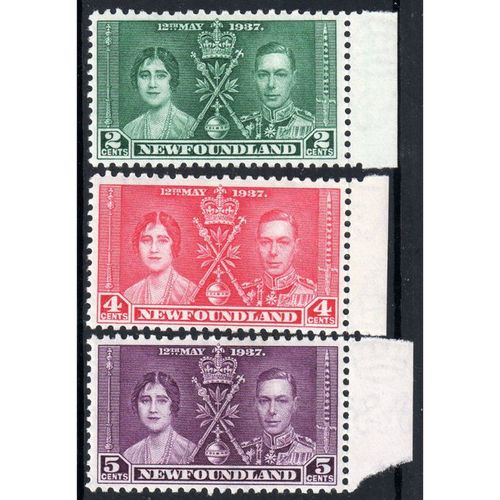 1937 NEWFOUNDLAND Sg254 - Sg256 CORONATION SET MOUNTED MINT (BToL)