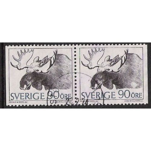 Fa 615 BB: 90 ö brown-black and blue Definitive Stamp: Elk, booklet pair.