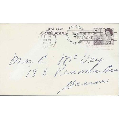 Canada. #P107f Postal Card USED Dated Precancelled Centennial 1970