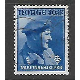 NORWAY 1946 NATIONAL RELIEF FUND 30 ORE + 10 ORE BLUE SG 378 FINE USED
