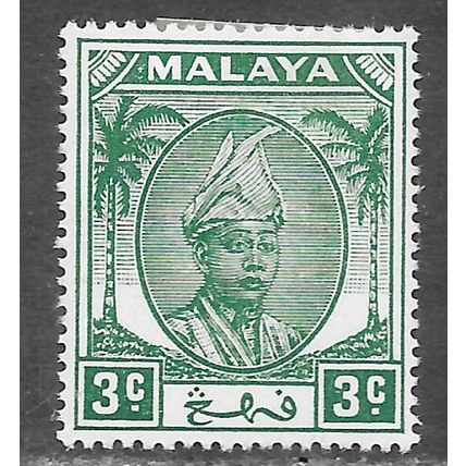 PAHANG MALAYA 1950 KG6 3c SG55 55 SG GREEN MINT HINGED