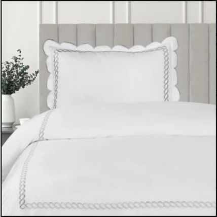 Melange Home 600 Thread Count Scallop Rope Embroidered Cotton Duvet Set