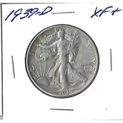 1939-d US Silver Walking Liberty Half Dollar XF/AU