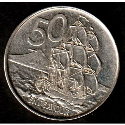 New Zealand Fifty Cents 2006 50c Coin Endeavour NZ QE II Ship