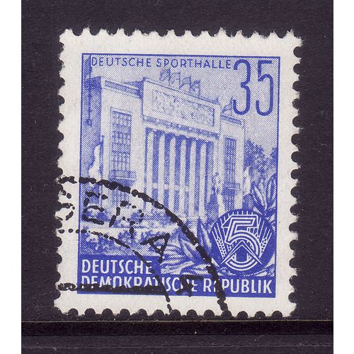 GERMANY EAST 1953 35pf BLUE STADIUM SG E132 FINE USED#
