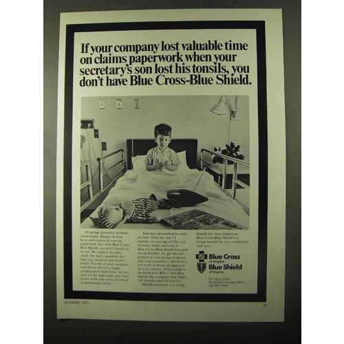 1971 Blue Cross Blue Shield Ad - Son Lost Tonsils
