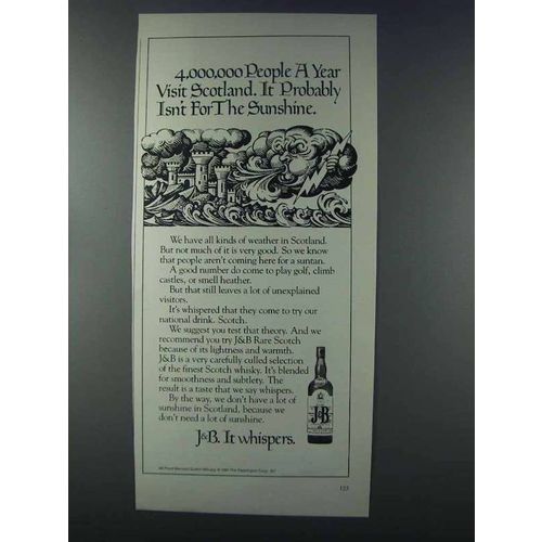 1981 J&B Scotch Ad - 4,000,000 People Visit Scotland