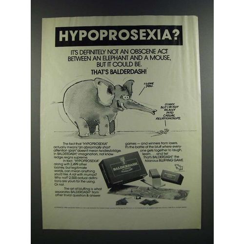 1986 TSR Balderdash Game Ad - Hypoprosexia?