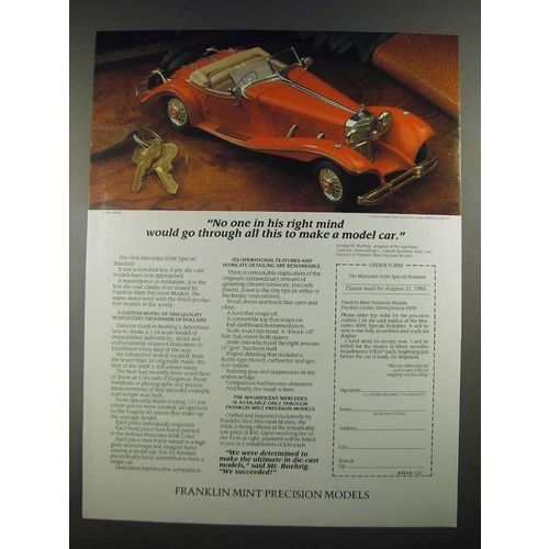 1988 Franklin Mint Precision Models Ad - 1935 Mercedes 500K Special Roadster