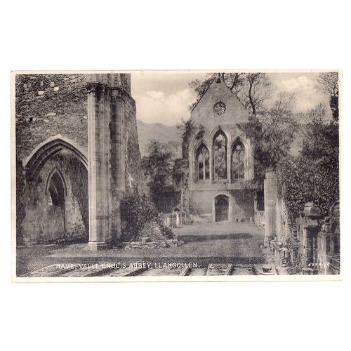 NAVE, VALLE CRUCIS ABBEY, LLANGOLLEN, WALES unused postcard by Valentine =