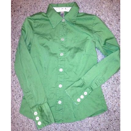 Perfect Fit/ Stretch/Women Green Blouse Size XS Long Sleeves with Cuffs/ Comfort