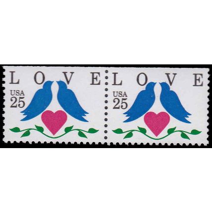 2441 25c Love Fine MNH BPS Hor Pair Top V4700
