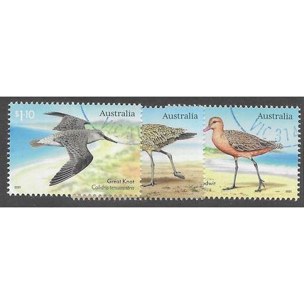 AUS 2021 (SET)'MIGRATORY COASTAL BIRDS' (3v) FINE USED EBID76-069)