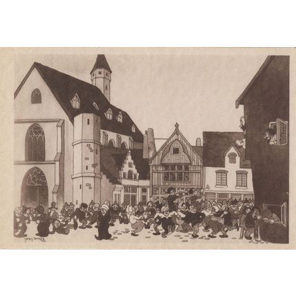 1930s Street Dancing in Belgium Postcard