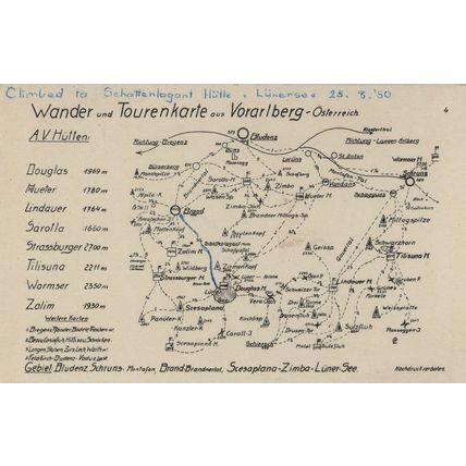 Voralberg Map Austria Old 1950s Postcard