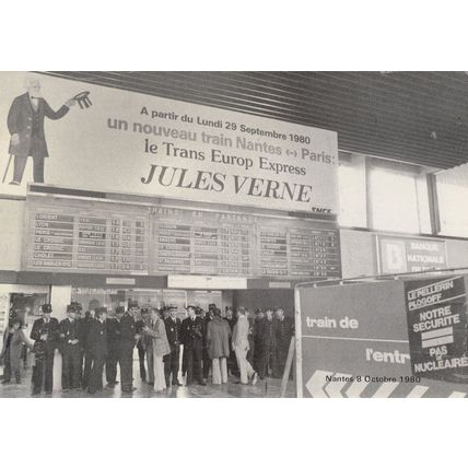 Jules Verne 1980 French Nantes Sign Train Timetable Postcard