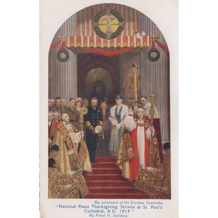 Post WW1 Peace Service at St Pauls Cathedral Painting Postcard