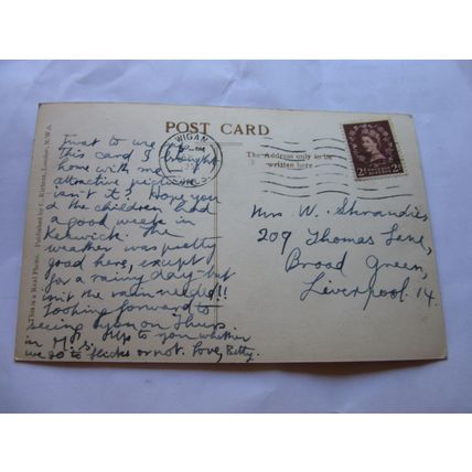 LONDON SPRING IN KEW GARDENS. used postcard RP by C. Richter 1955 pm #