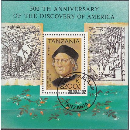Tanzania 1992 Michel Bloc Feuillet 189 O Cote (2005) 3.50 Euro Christophe Colomb
