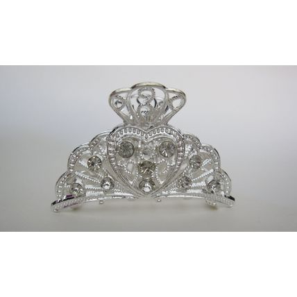 Gold or silver clear or AB crystal heart metal hair claw clip jaw clip