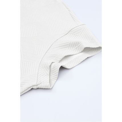 Bright White Textured Loose Fit T Shirt and Drawstring Pants Set