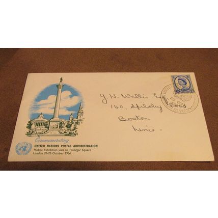 1966 GB FDC Event Cover - United Nations Postal Administration- Trafalgar Sq Exh