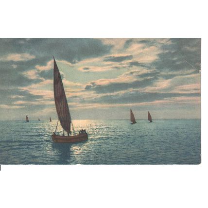 Unused Vintage Switzerland Postcard c1950's - Sailing at sunset