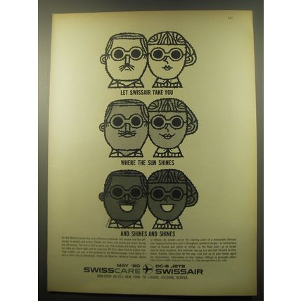 1959 Swissair Airlines Ad - Let Swissair take you where the sun shines