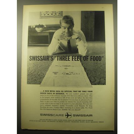 1959 Swissair Airlines Ad - Swissair's three feet of food
