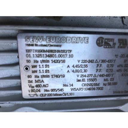 SEW EURODRIVE K67DRE90M4BE2HR/ISU/TF AC MOTOR 3PH 01.1325134801.0017.10,FAN,AR