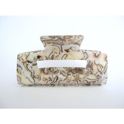 Rectangle gray abalone sea shell effect hair claw clamp clip fine thin hair