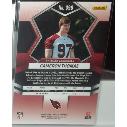2022 Panini Mosaic CAMERON THOMAS (Cardinals) Rookie Card #398