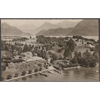Fliegeraufnahme, Hermitage Hotel Restaurant, Luzern, c.1940 - Wyrsch Foto-AK