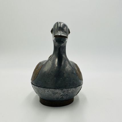 Duck Trinket Jewelry Box Pewter Brass Metal Hand Crafted Vintage 1960s MCM
