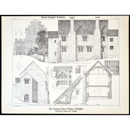 GRAMMAR SCHOOL, EWELME, OXFORDSHIRE 1890 Francis Thomas Dollman LITHOGRAPH #18