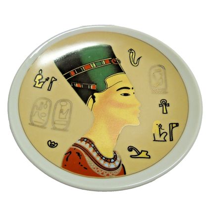 Small Faithi Mahmoud Nerfertiti 4" Plate With Gold Accents Made In Egypt ITC