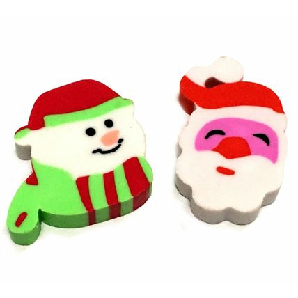 CHRISTMAS ERASERS BOYS GIRLS TOY RUBBERS SANTA SNOWMAN XMAS GIFT STOCKING FILLER