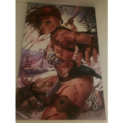 2021 Dynamite Comics Red Sonja Virgin & Bloody Virgin Variants #28 Signed