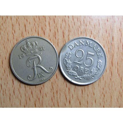 Denmark 1961 25 Ore Coin