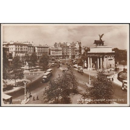 Hyde Park Corner, London, 1935 - Valentine's RP Postcard