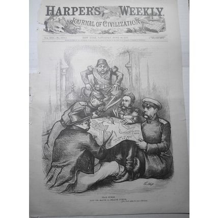 "Peace Rumors. Let Us Have (A) Peace (Piece)". By Thomas Nast. HW 1877 original