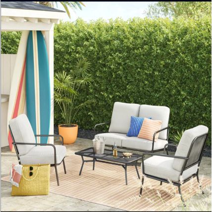 Outdoor Patio Chairs (2) w/ Double Cushions, Gray/ Black - Room Essentials™