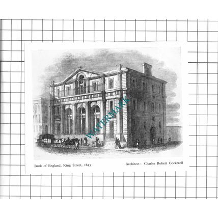 Bank Of England King Street Manchester Charles Cockerell - 1956 Small Clipping