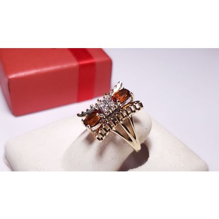 Estate 1.05ctw Natural Oval Garnet & Diamond Fancy SureCrest 14Kt YG Ring #21029